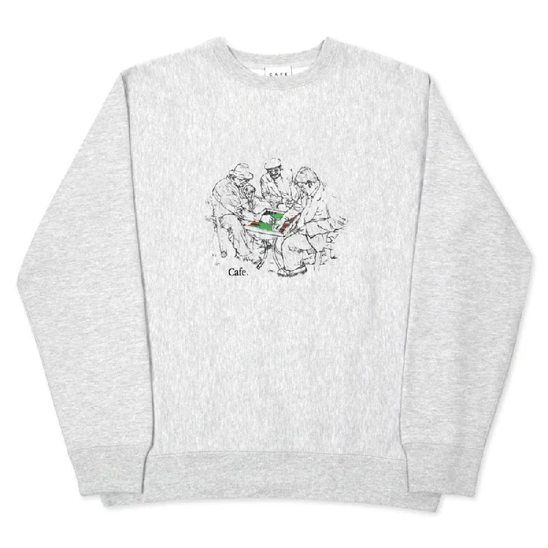 Skateboard Cafe Backgammon Crewneck Sweatshirt - Heather Grey