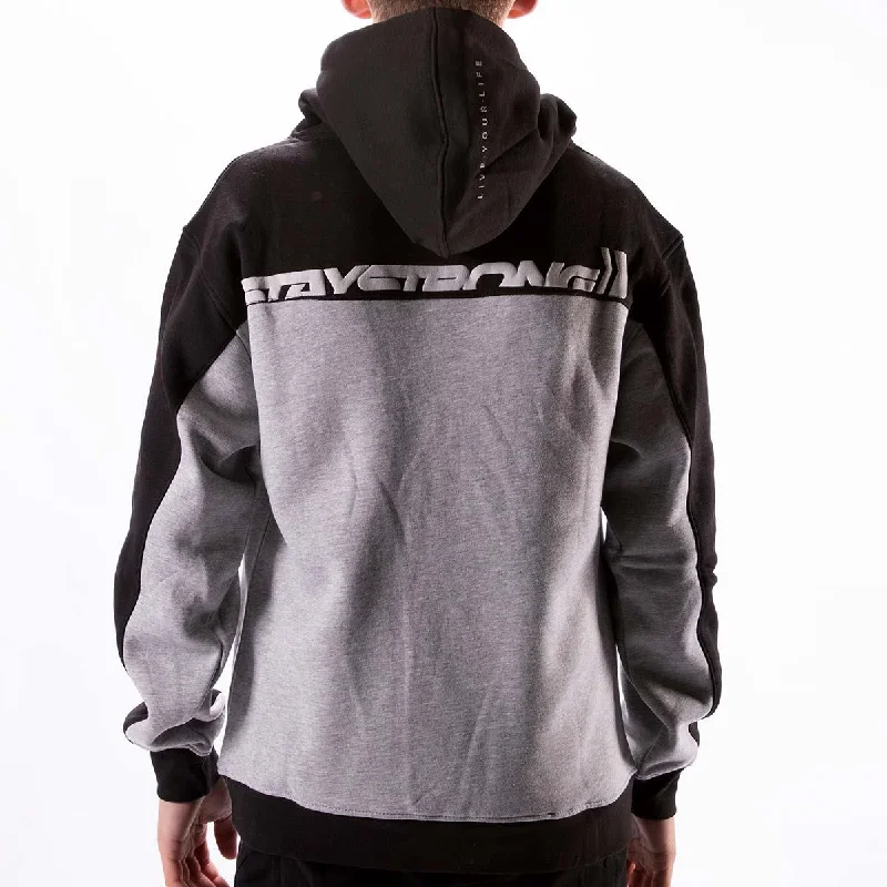 Stay Strong Cut Off Hoodie - Black/Grey