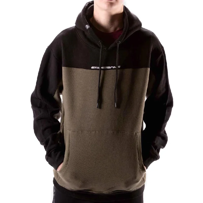 Stay Strong Cut Off Hoodie - Black/Olive