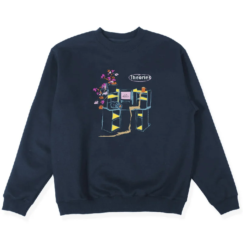 Theories Get Off The Internet Crewneck Navy