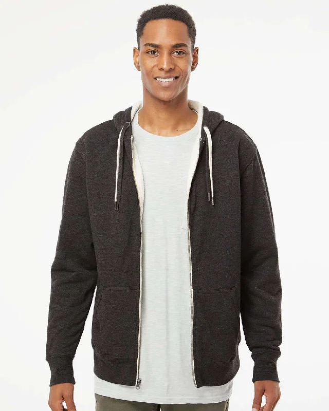 Unisex Heavyweight Sherpa Lined Heather Zip Hood