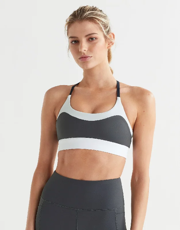 LIMITLESS Sports Bra - Charcoal/White/Blue