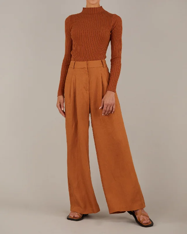 Elvie Linen Twill Pant - Ochre