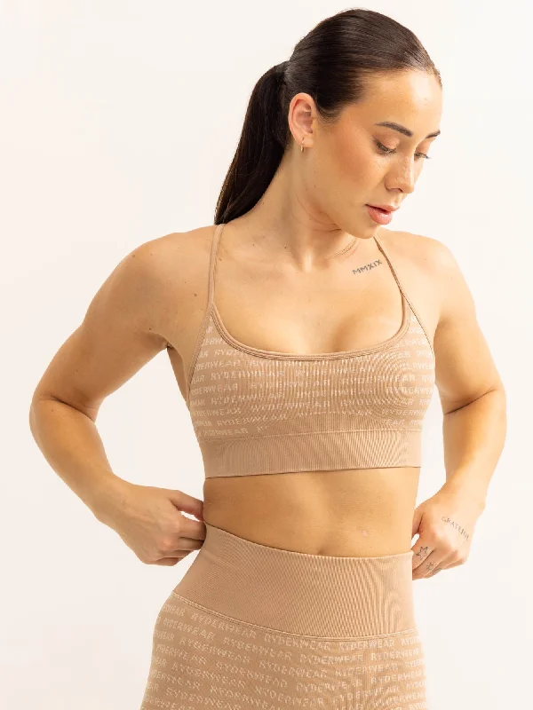 Logo Lux Seamless Sports Bra - Tan