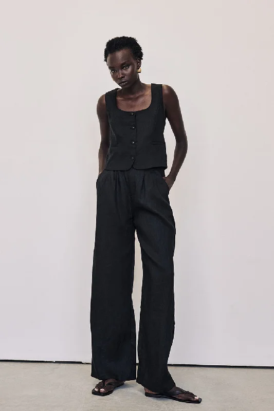 NORAH BLACK LINEN PANT