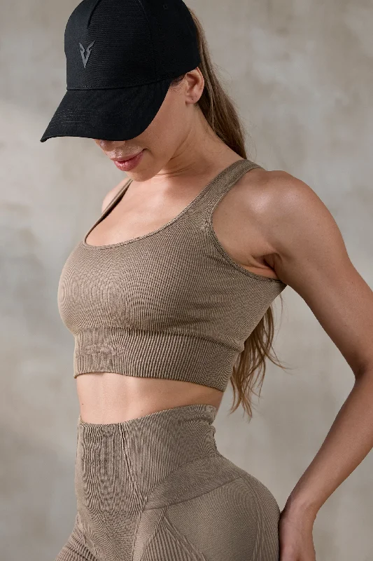 V_FADE SEAMLESS SPORTS BRA - Tan Vintage