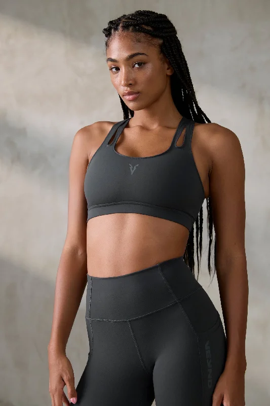 V_SCULPT CUT OUT SPORTS BRA - Dark Gray