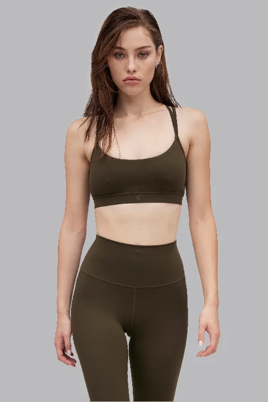 V_SCULPT STRAPPY SPORTS BRA - Khaki