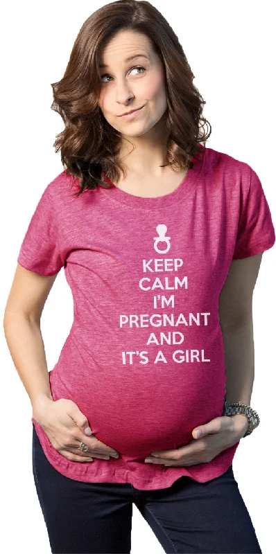 Keep Calm I'm Pregnant And It's A Girl Maternity T Shirt