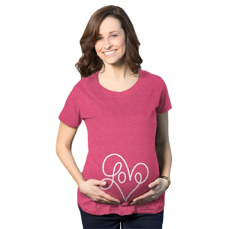 Love Script Heart Maternity T Shirt