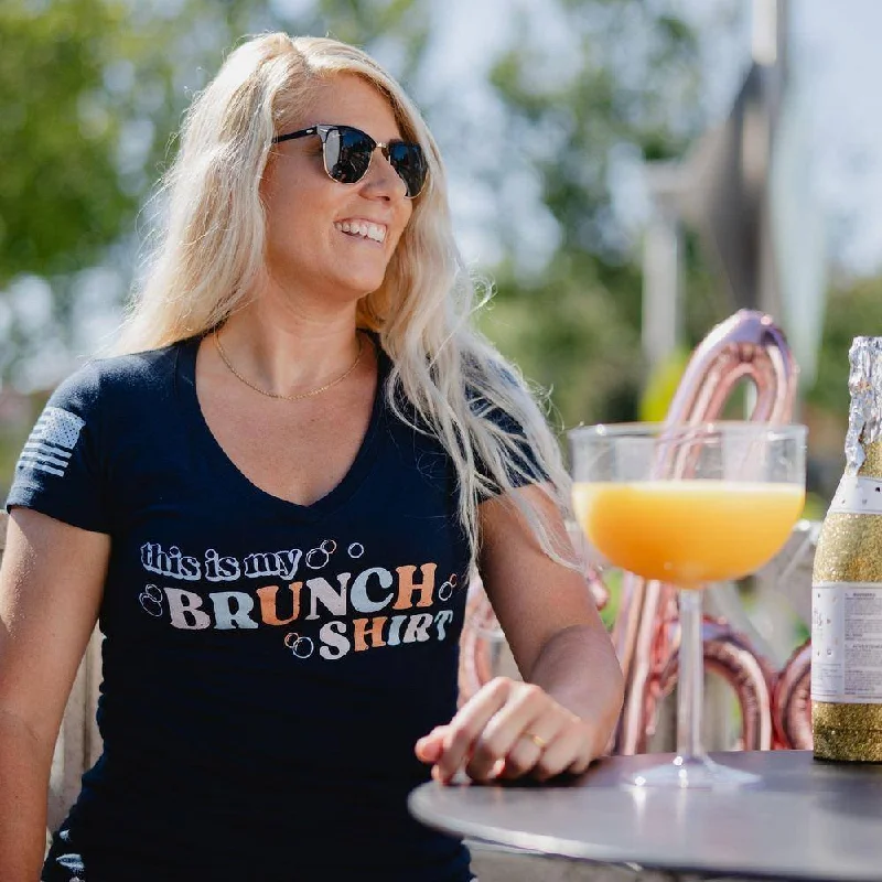 Women's My Brunch Shirt V-Neck - Midnight Navy