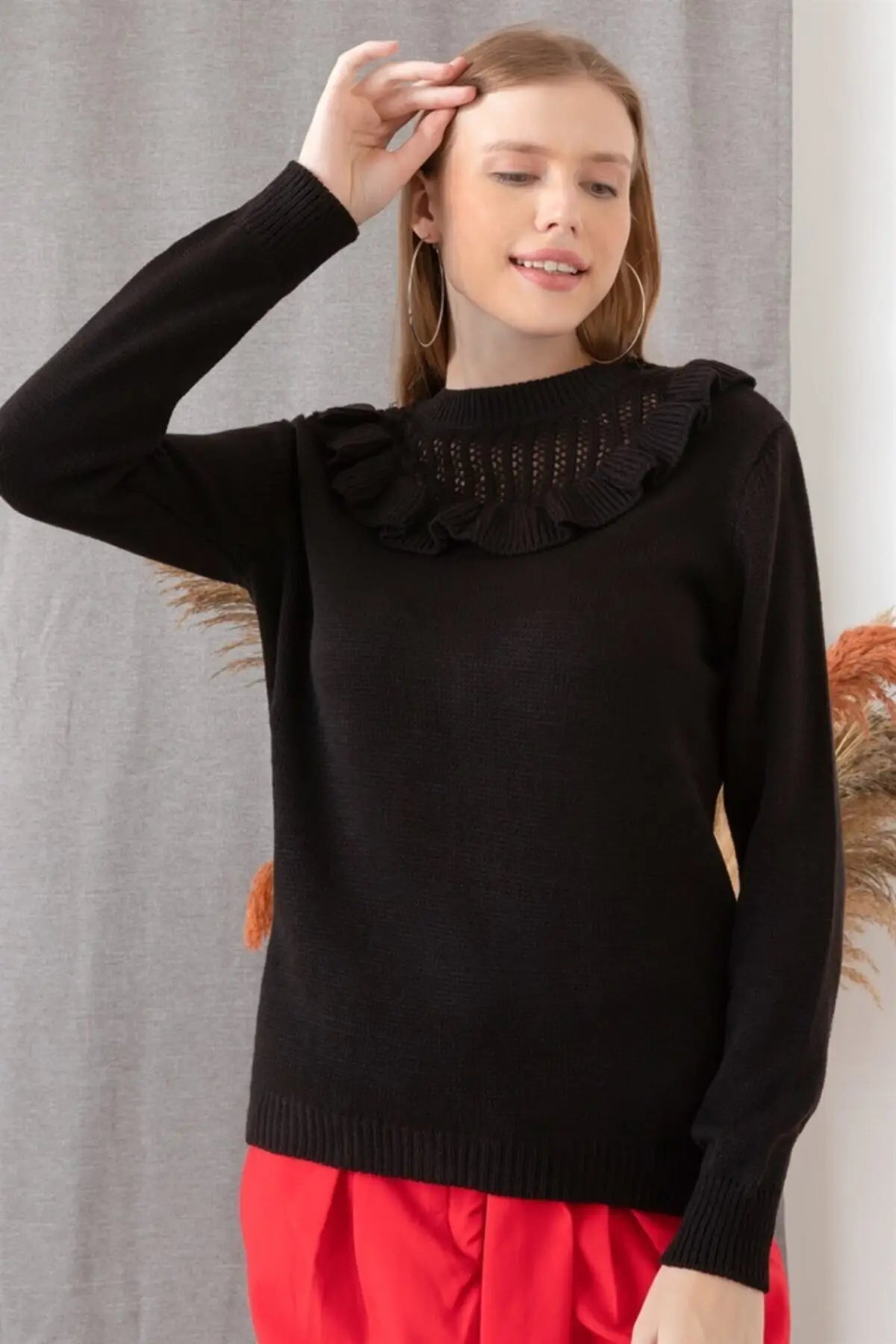 Black Knit Yoke Sweater