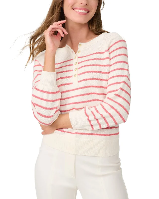 J.McLaughlin Stripe Charmaine Linen-Blend Top