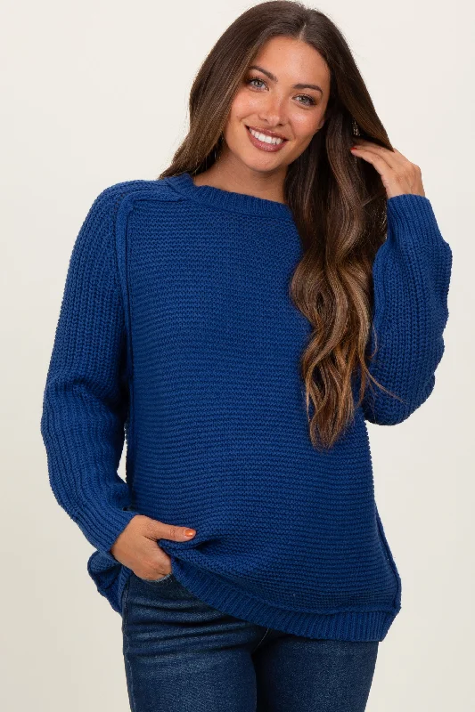 Navy Basic Chunky Knit Maternity Sweater