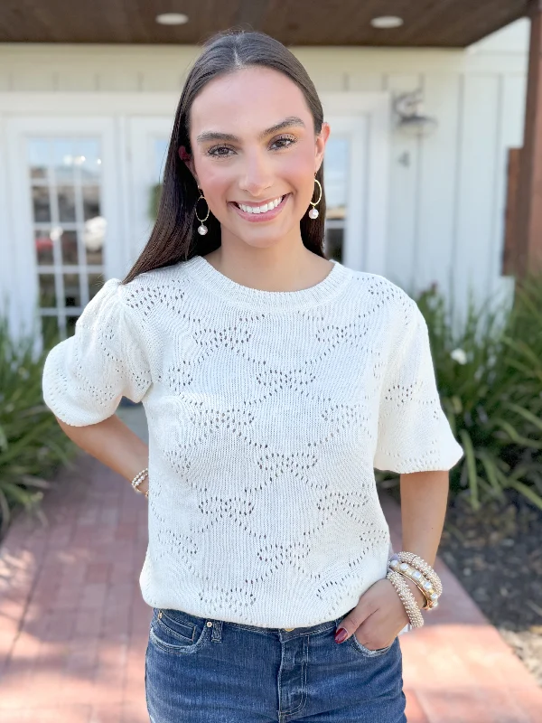 The Katy Cream Ribbon Sweater Top