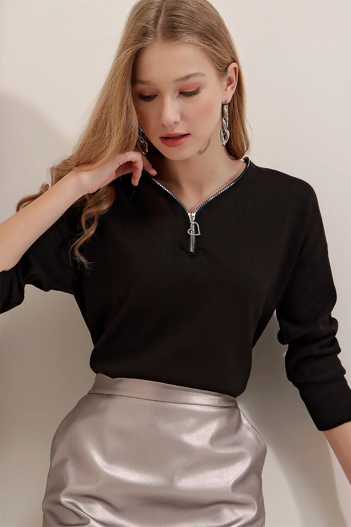 Zipped Collar Top