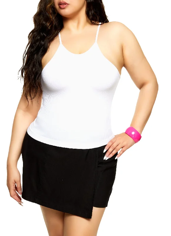 Plus Size Asymmetrical Wrap Detail Skort