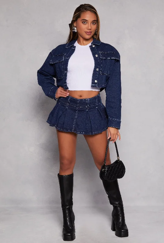 Almost Famous Denim Pleated Mini Skirt