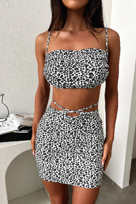 Hovey Skirt - Black / White Cheetah