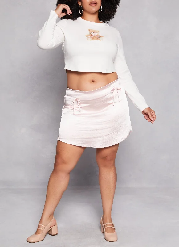 Plus Size Almost Famous Tie Detail Mini Skirt