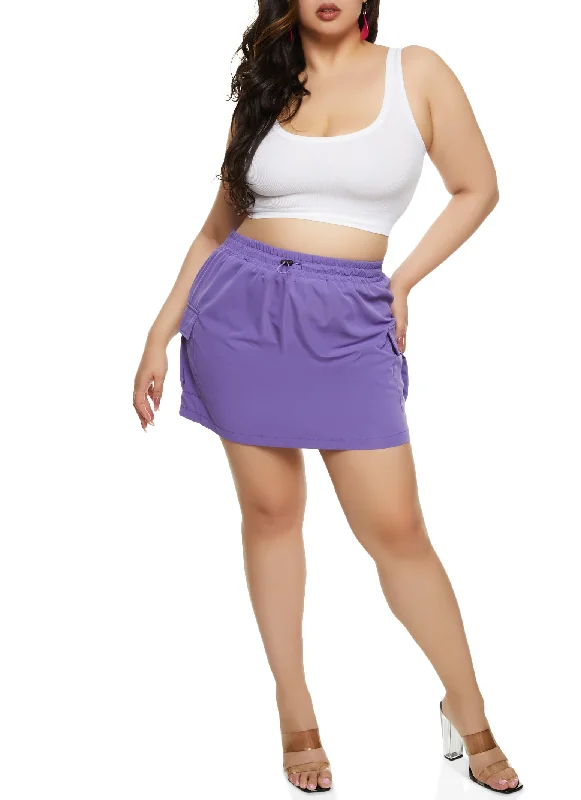 Plus Size Drawstring Mini Skirt