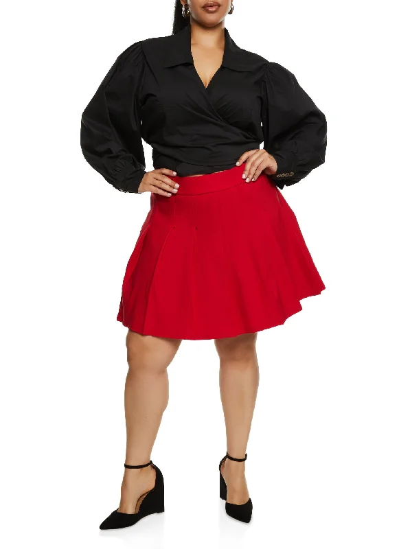 Plus Size Pleated Mini Skirt